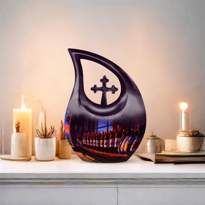 10-inch Wine Urn with Cross Drop design,