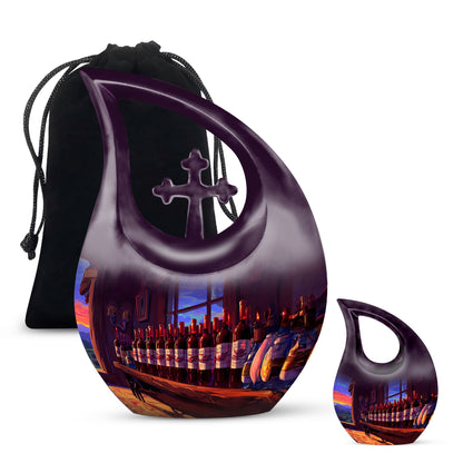 10-inch Wine Urn with Cross Drop design,