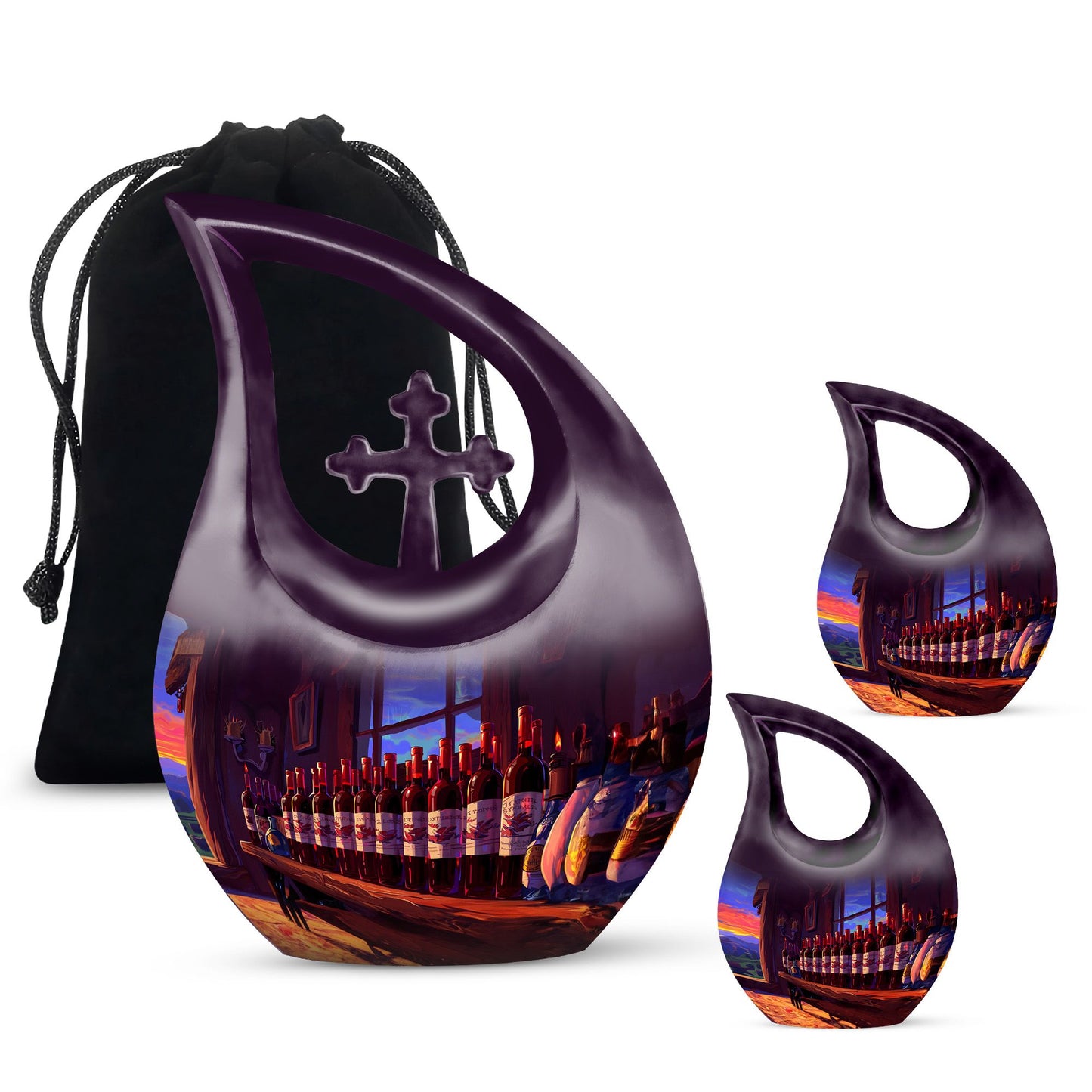 10-inch Wine Urn with Cross Drop design,