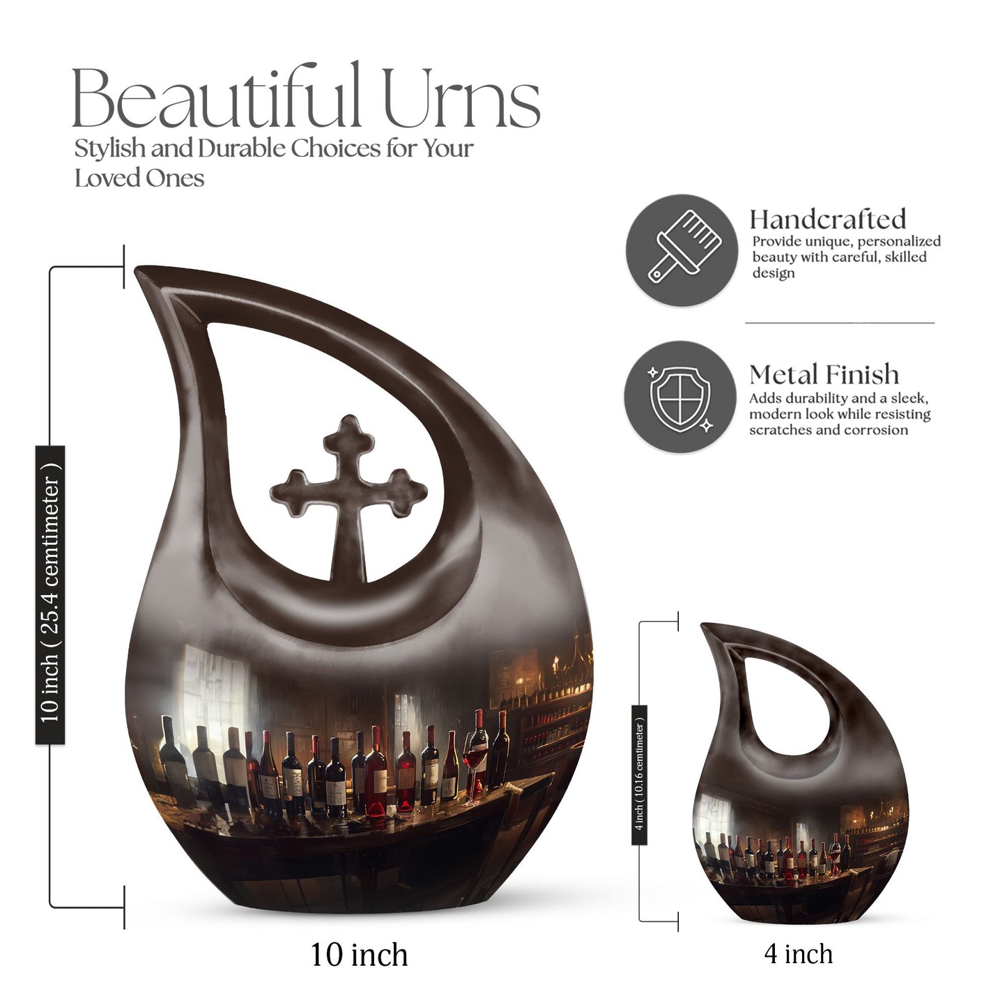  Cross Drop Memorial Urn for Human Ashes,