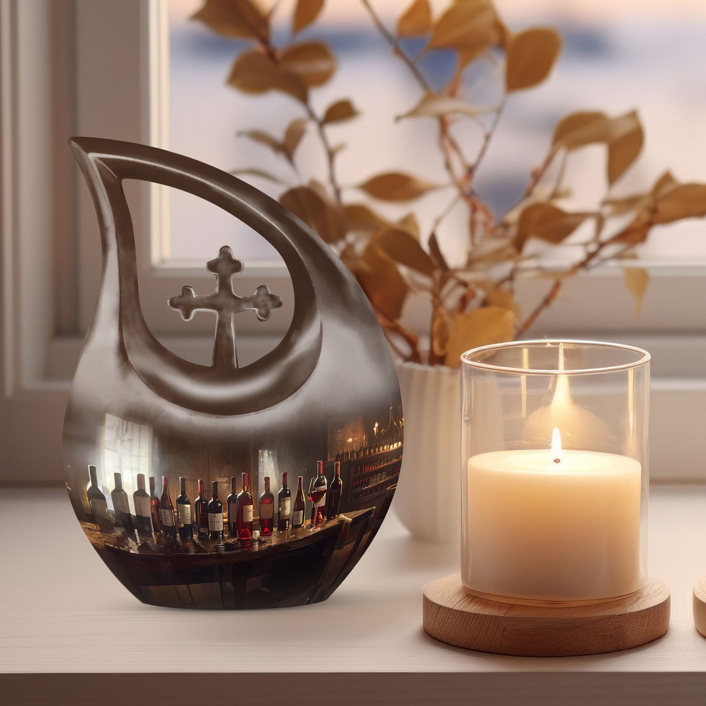  Cross Drop Memorial Urn for Human Ashes,