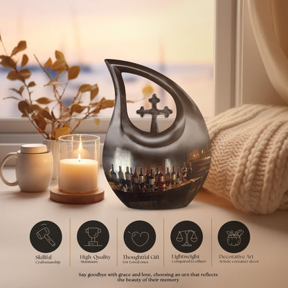  Cross Drop Memorial Urn for Human Ashes,