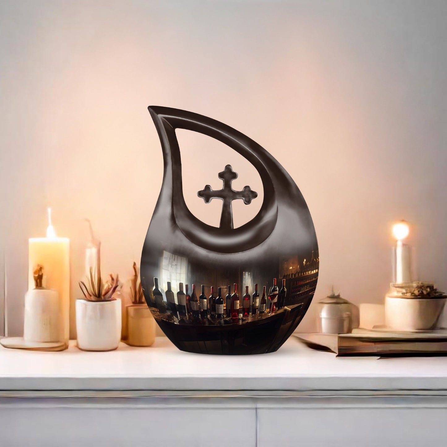  Cross Drop Memorial Urn for Human Ashes,
