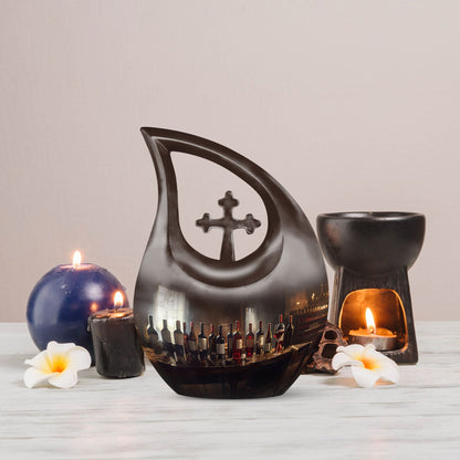  Cross Drop Memorial Urn for Human Ashes,