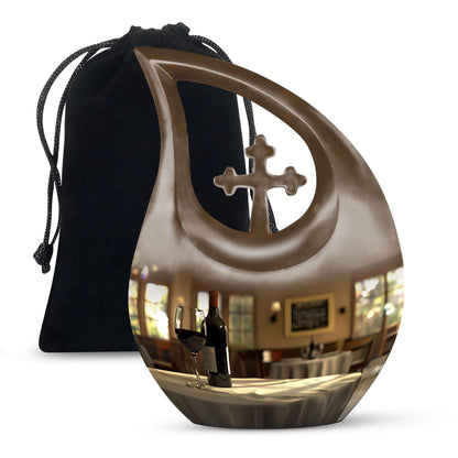 10-inch Cross Drop design Wine Urn, Aluminium Cremation Box for ashes