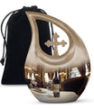 10-inch Wine-colored Cross Drop Memorial Urn with Personalized Engraving