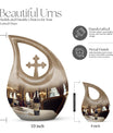 10-inch Wine-colored Cross Drop Memorial Urn with Personalized Engraving