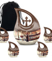 10-inch Wine Urn with Cross Drop design for ashes, customizable, includes velvet pouch