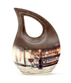 10-inch Wine Urn with Cross Drop design for ashes, customizable, includes velvet pouch