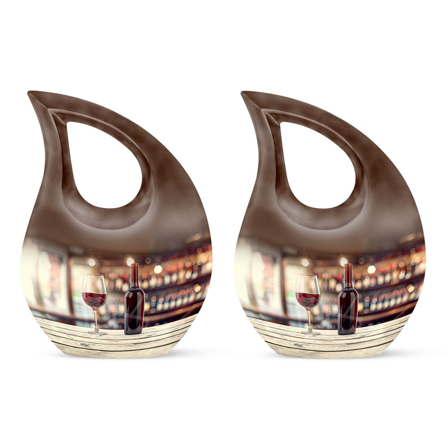 10-inch Wine Urn with Cross Drop design for ashes, customizable, includes velvet pouch