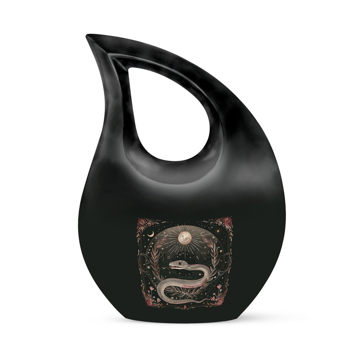 10-inch Snake Urn with Cross Drop Design, Offering Engraved Personalization