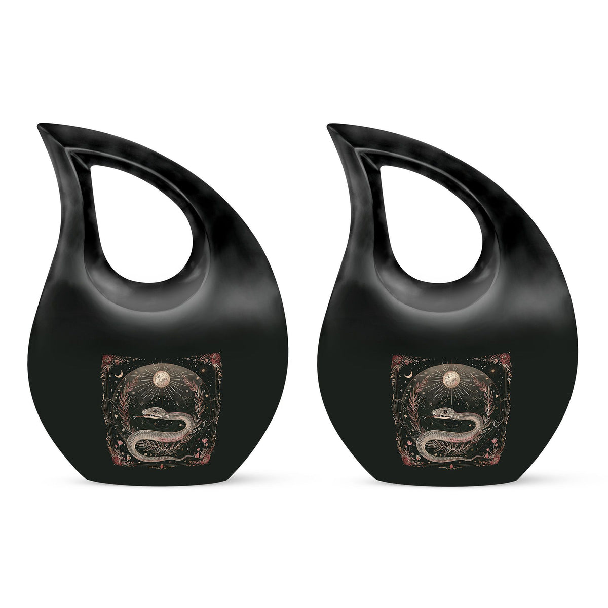 10-inch Snake Urn with Cross Drop Design, Offering Engraved Personalization