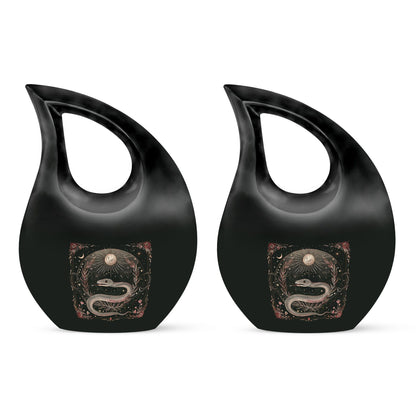 10-inch Snake Urn with Cross Drop Design, Offering Engraved Personalization