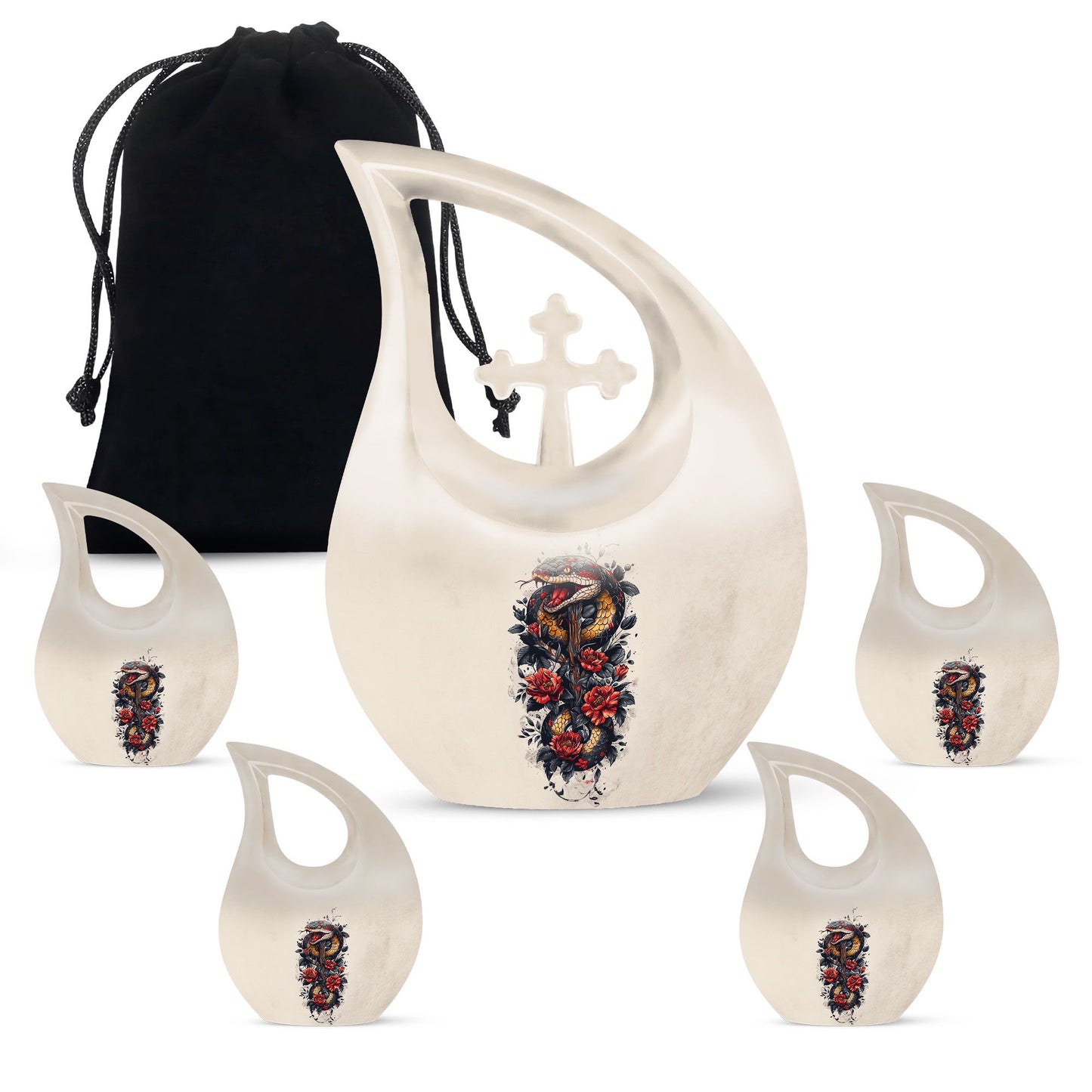 Snake Urn with Cross Drop design,