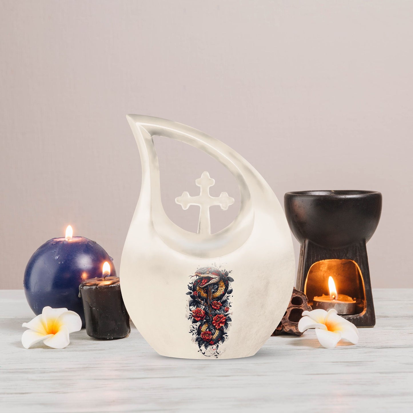 Snake Urn with Cross Drop design,