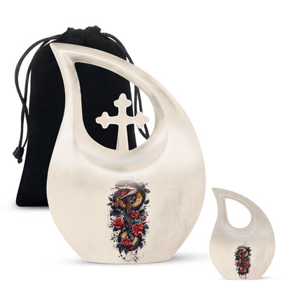 Snake Urn with Cross Drop design,