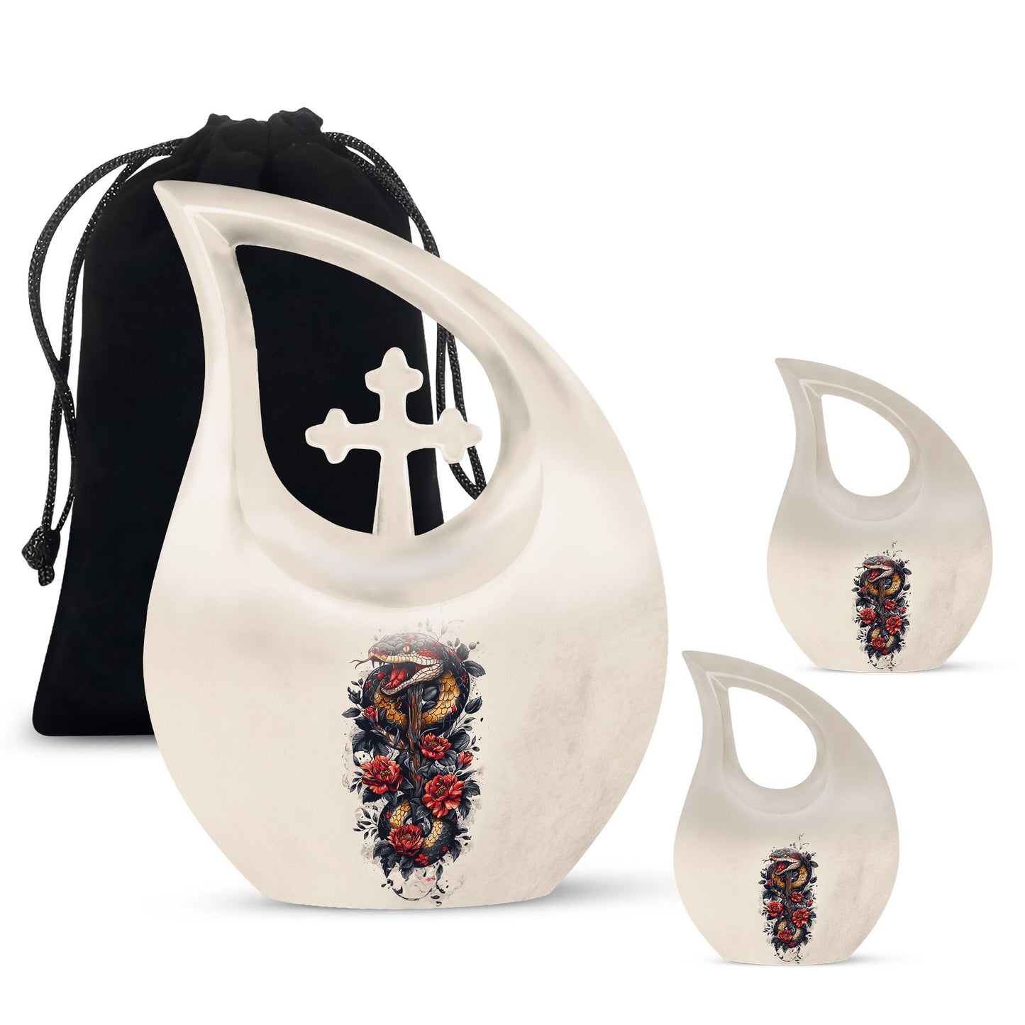 Snake Urn with Cross Drop design,