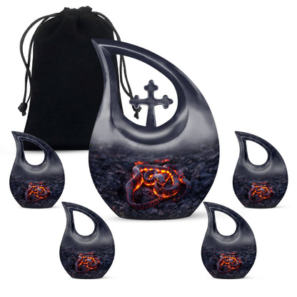  Snake-themed Cross Drop Aluminium Urn 