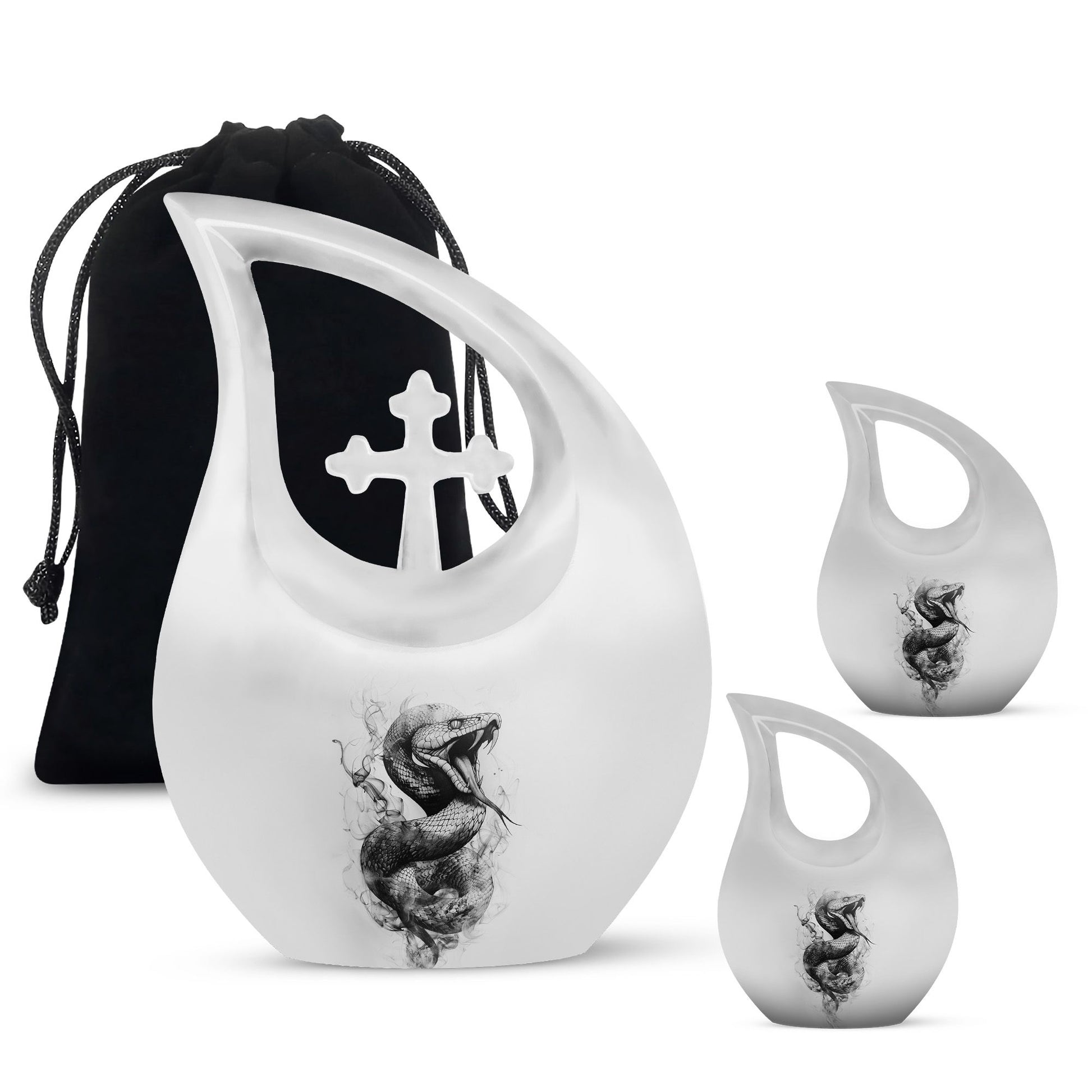 Large 10-inch Snake Urn in Pink, Cross Drop Design, 