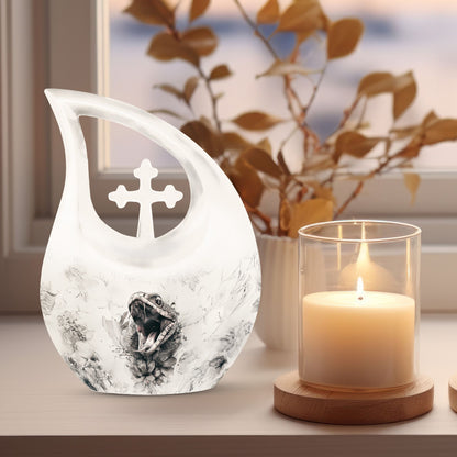  large Snake Urn with Cross Drop design for memorial purpose