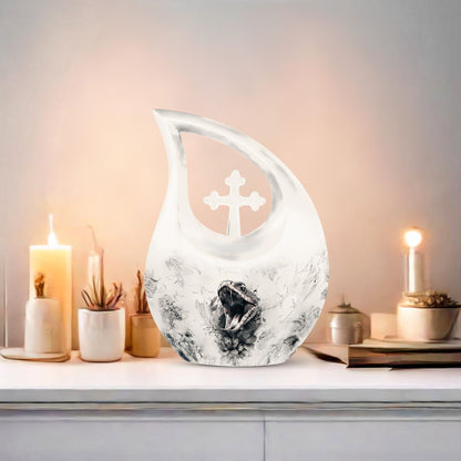  large Snake Urn with Cross Drop design for memorial purpose