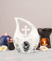  large Snake Urn with Cross Drop design for memorial purpose