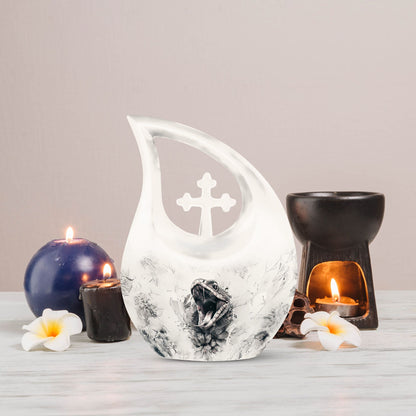  large Snake Urn with Cross Drop design for memorial purpose