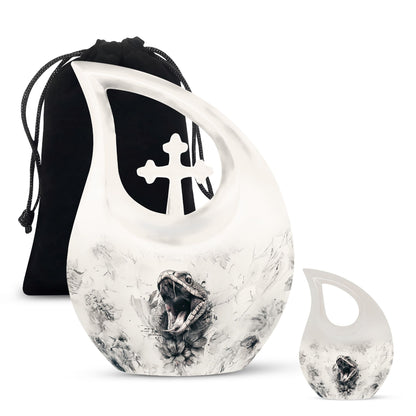  large Snake Urn with Cross Drop design for memorial purpose