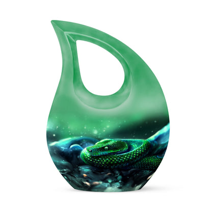 10-inch custom mom urn, snake design with cross drop,