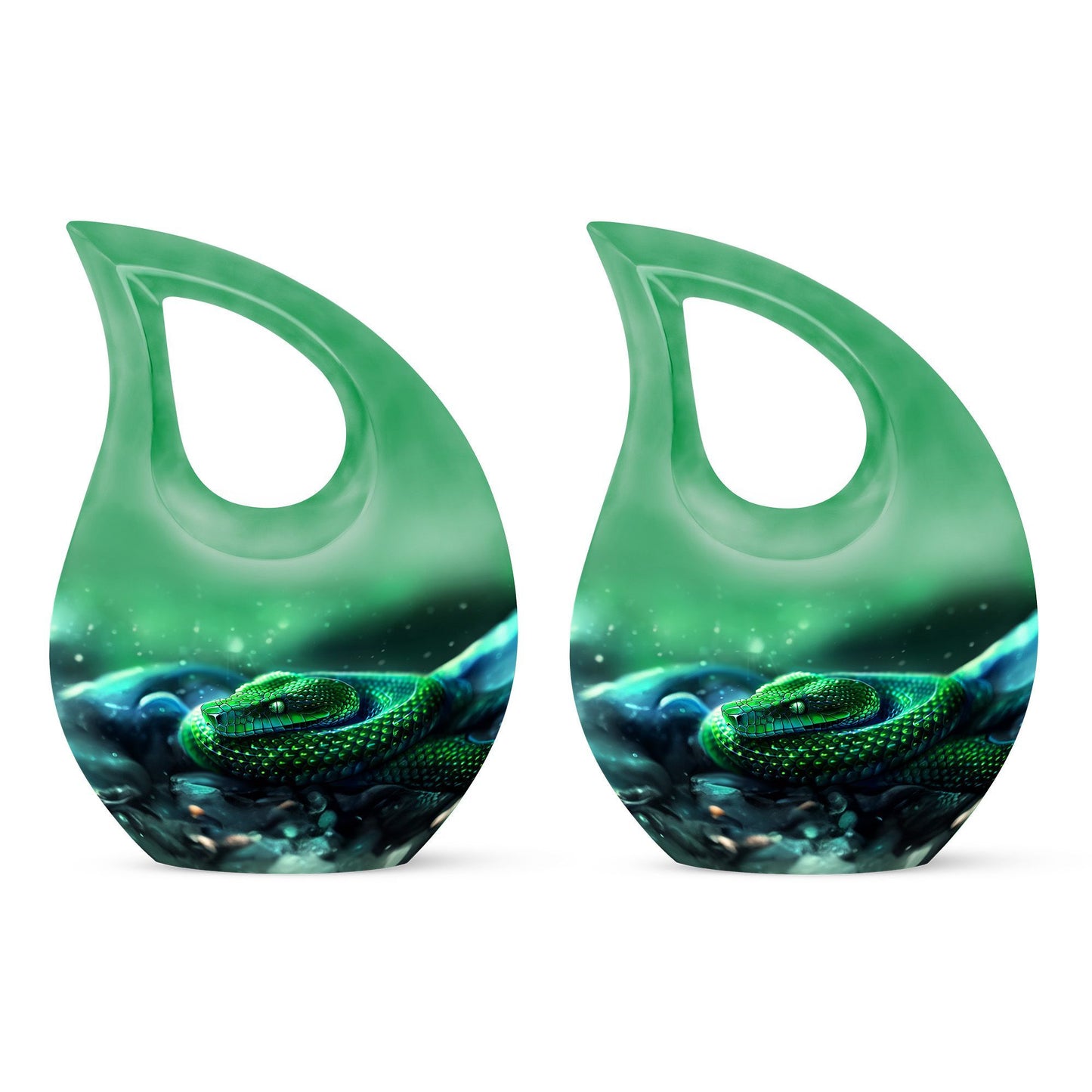 10-inch custom mom urn, snake design with cross drop,