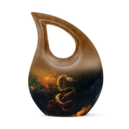 10-Inch Cross Drop Snake Urn, Large Aluminium Memorial Urn 