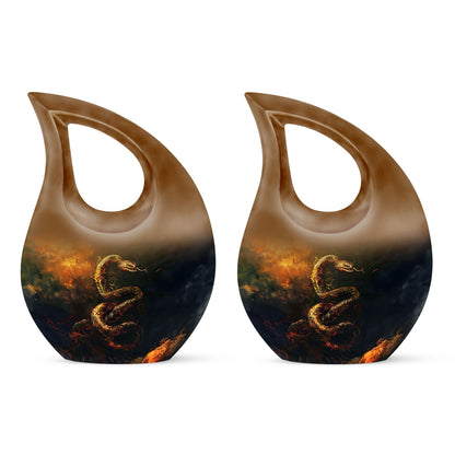 10-Inch Cross Drop Snake Urn, Large Aluminium Memorial Urn 