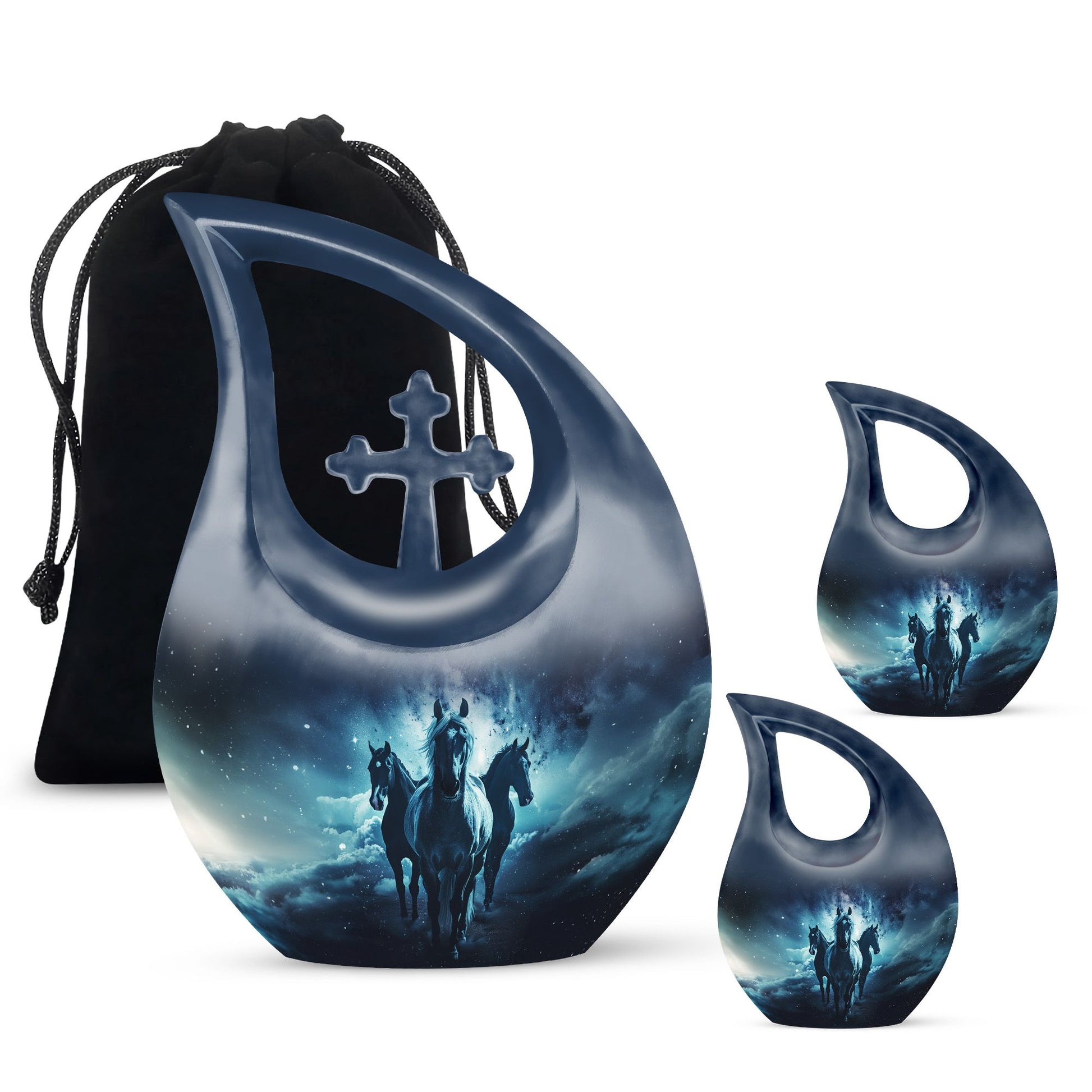 10-inch Horse themed Cross Drop urn 