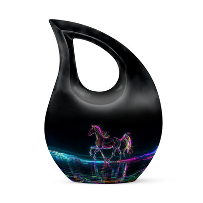  10-inch horse urn with Cross Drop design,