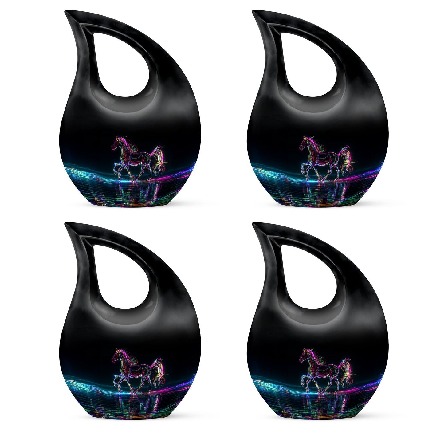  10-inch horse urn with Cross Drop design,