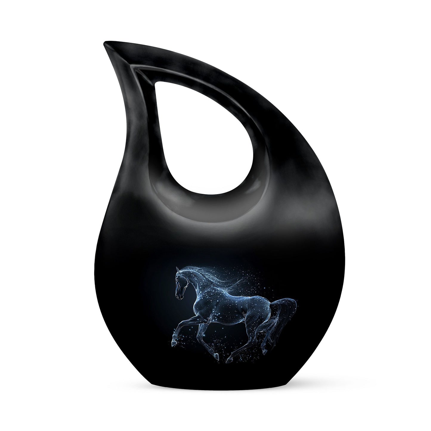Medium-sized horse theme Cross Drop urn, 