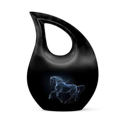 Medium-sized horse theme Cross Drop urn, 