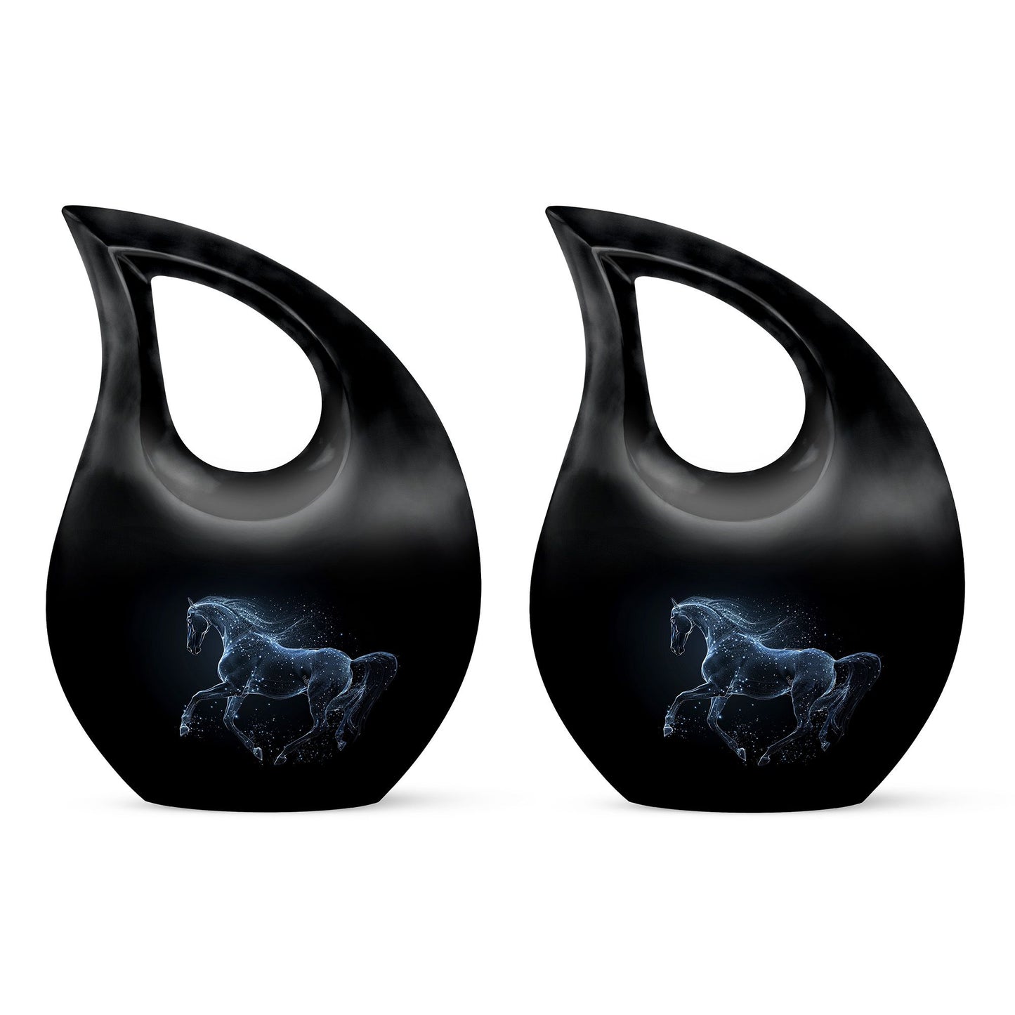 Medium-sized horse theme Cross Drop urn, 