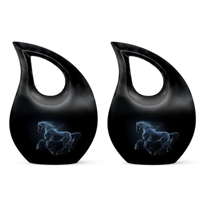 Medium-sized horse theme Cross Drop urn, 