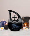 Medium-sized horse theme Cross Drop urn, 