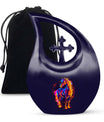 horse urn with cross drop design