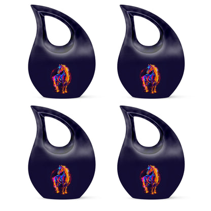 horse urn with cross drop design