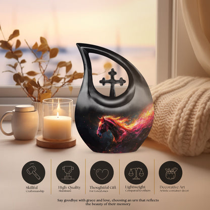  Horse themed Cross Drop Memorial Urn,