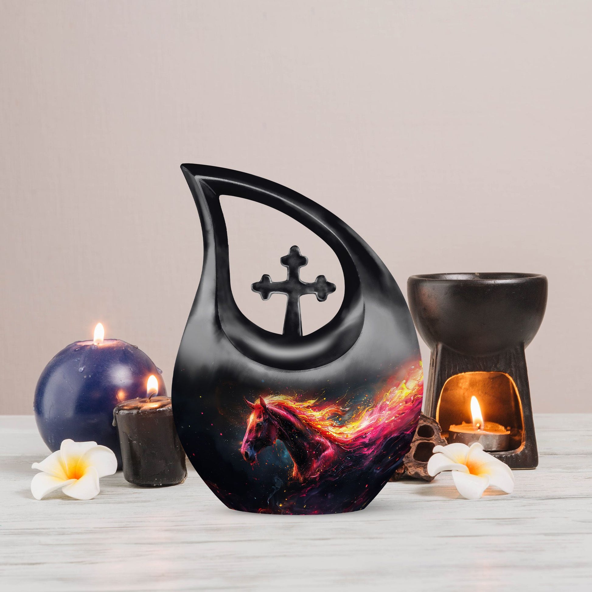  Horse themed Cross Drop Memorial Urn,