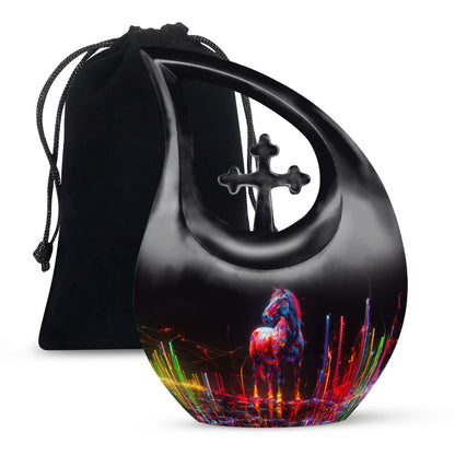  Horse Urn with Cross Drop design