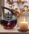  Horse Urn with Cross Drop design