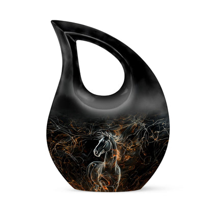Customized 10-inch Horse Urn with Cross Drop design,