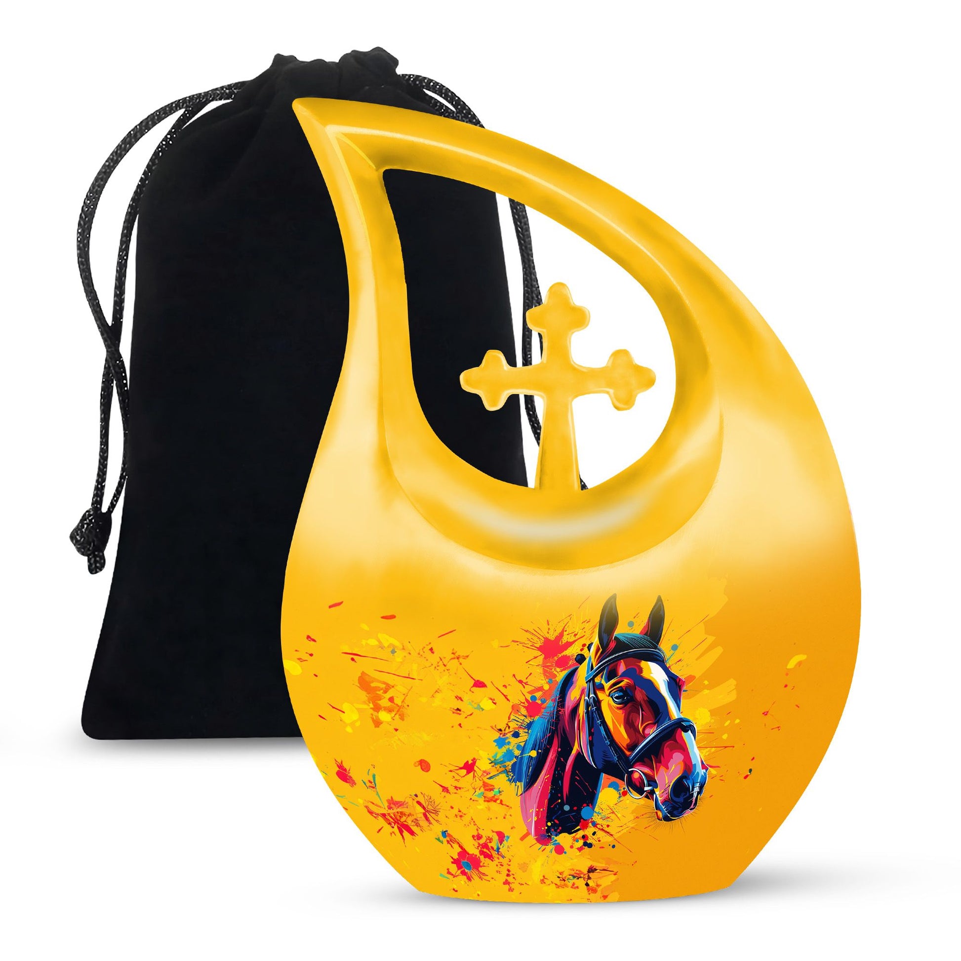 10-inch Horse themed Cross Drop Extra Large Urn, 