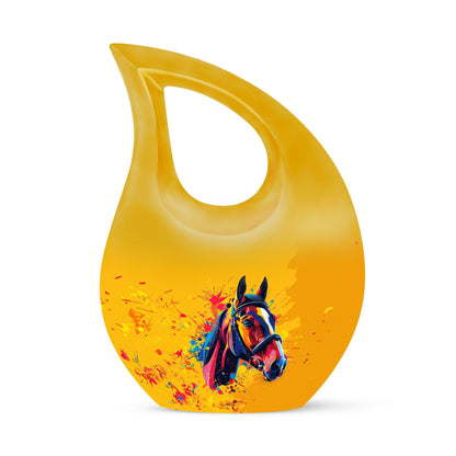 10-inch Horse themed Cross Drop Extra Large Urn, 