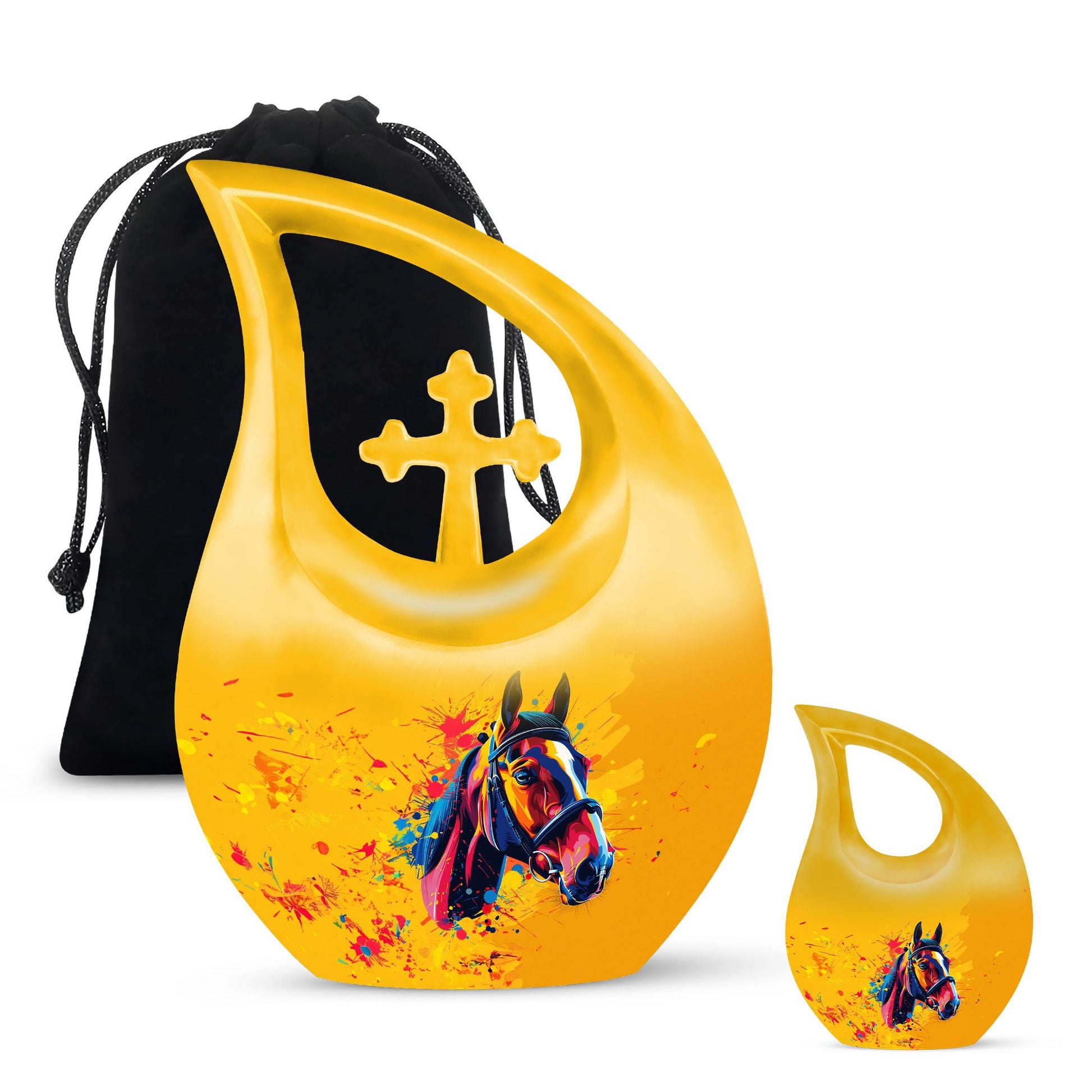 10-inch Horse themed Cross Drop Extra Large Urn, 